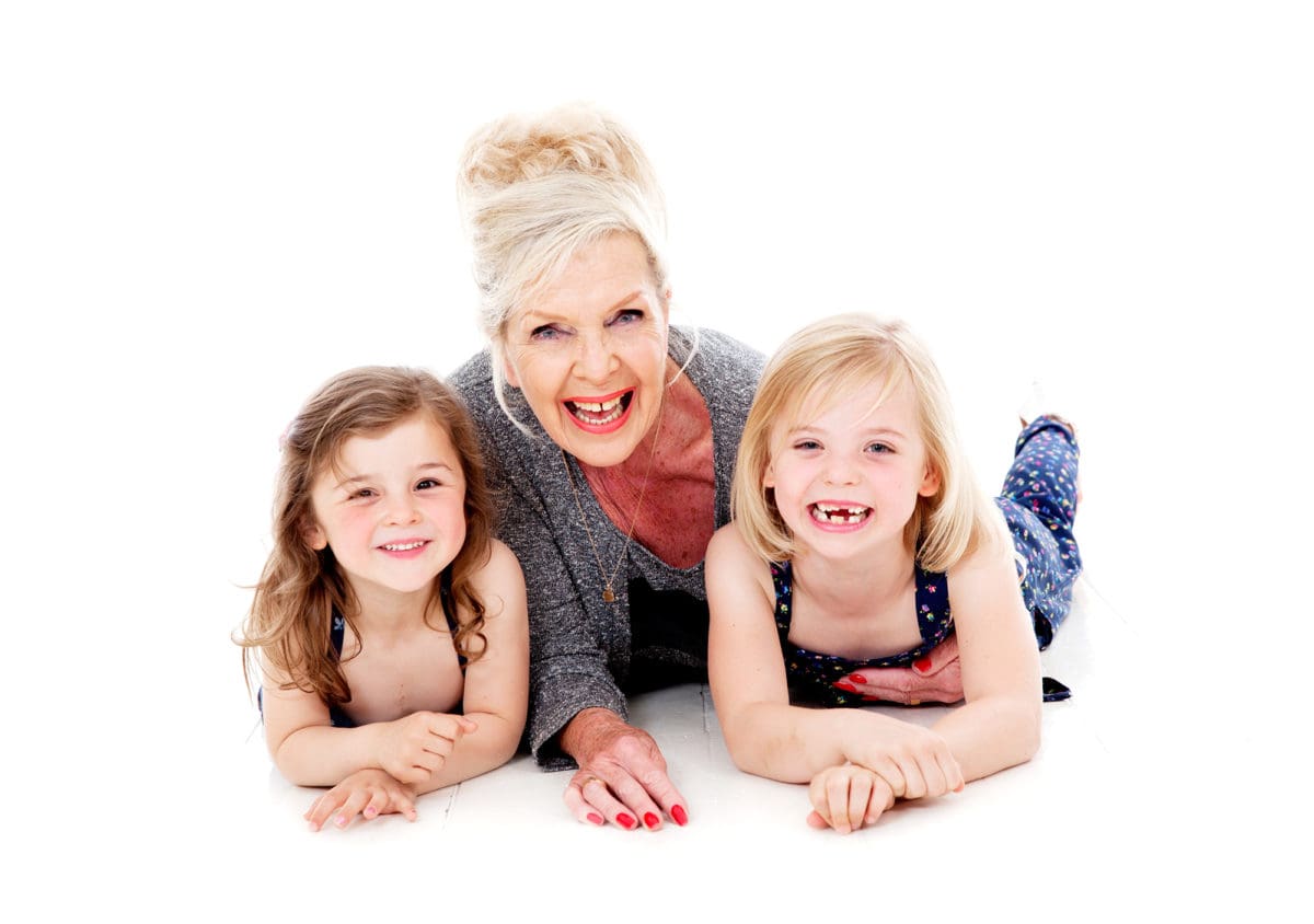 Fun family studio portrait