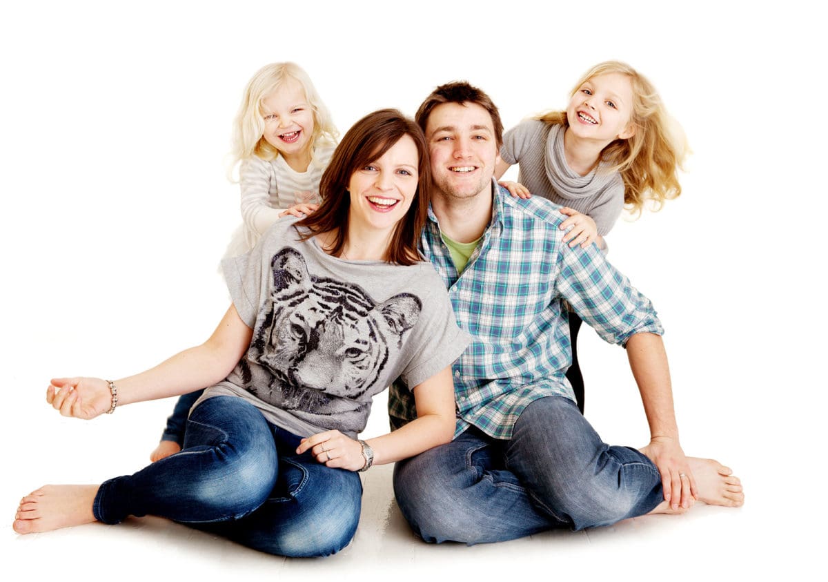 Relaxed and informal family portrait