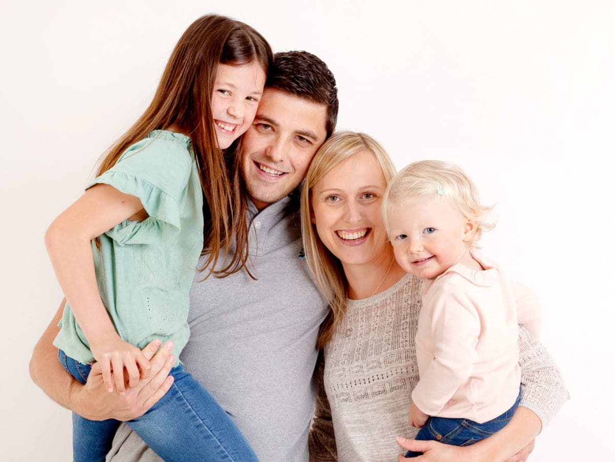 Couple with children in an informal family group portrait session